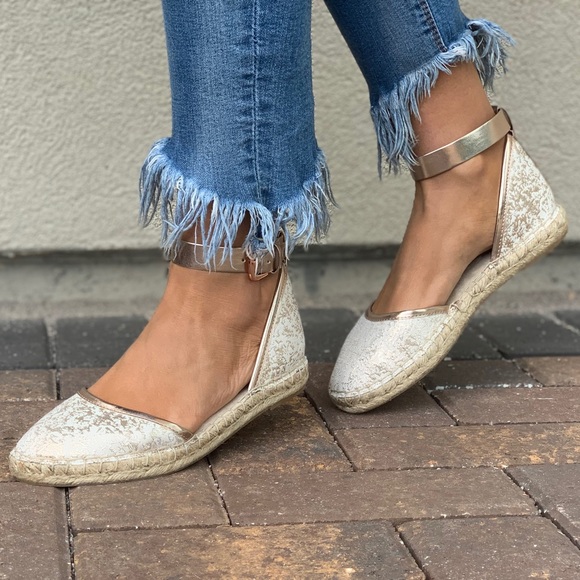 NIB Rose Gold Mary Jane Ankle Strap Espadrille - Picture 3 of 8